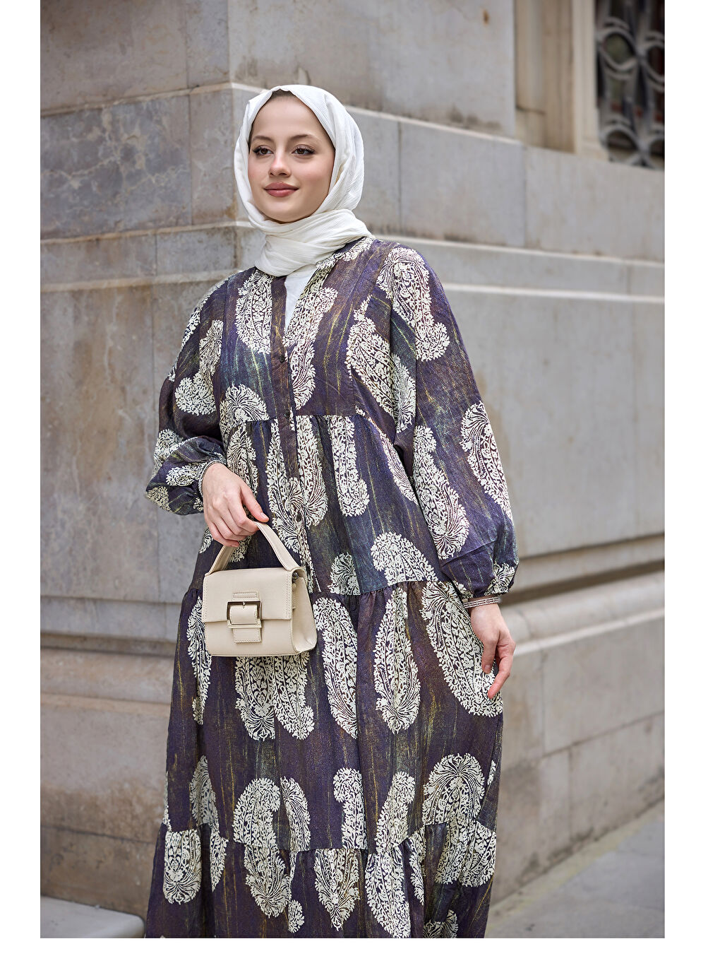 Kadın Bohem Desenli Elbise Siyah-2