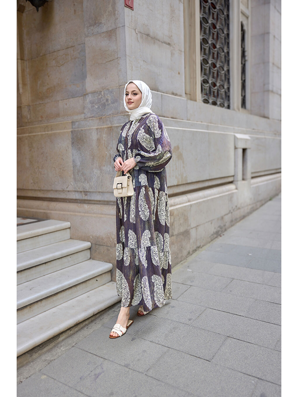 Kadın Bohem Desenli Elbise Siyah-3