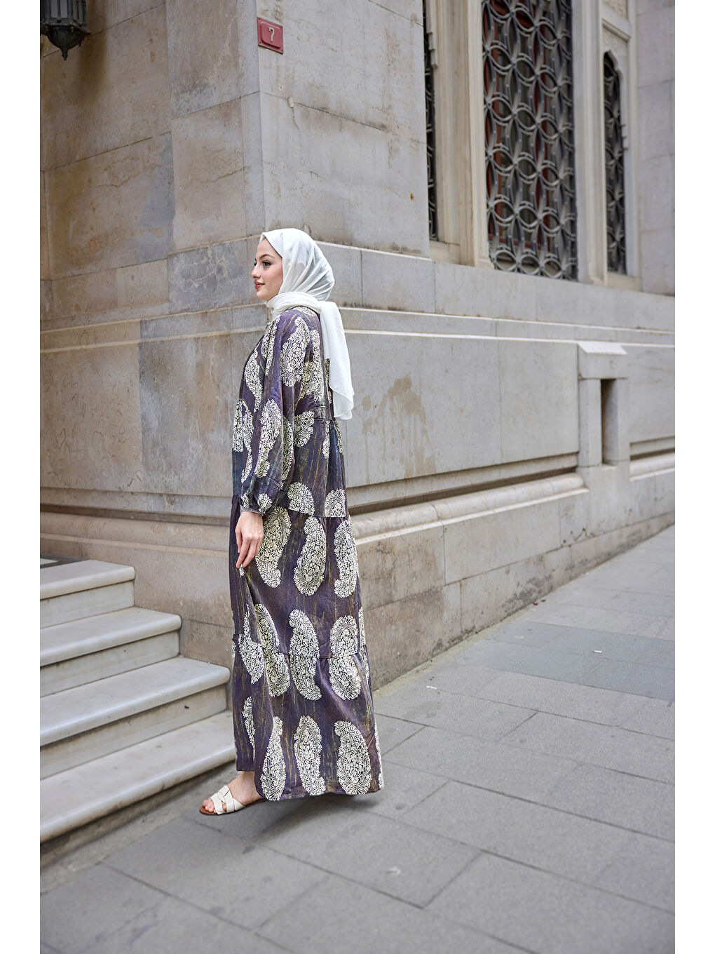 Kadın Bohem Desenli Elbise Siyah-4