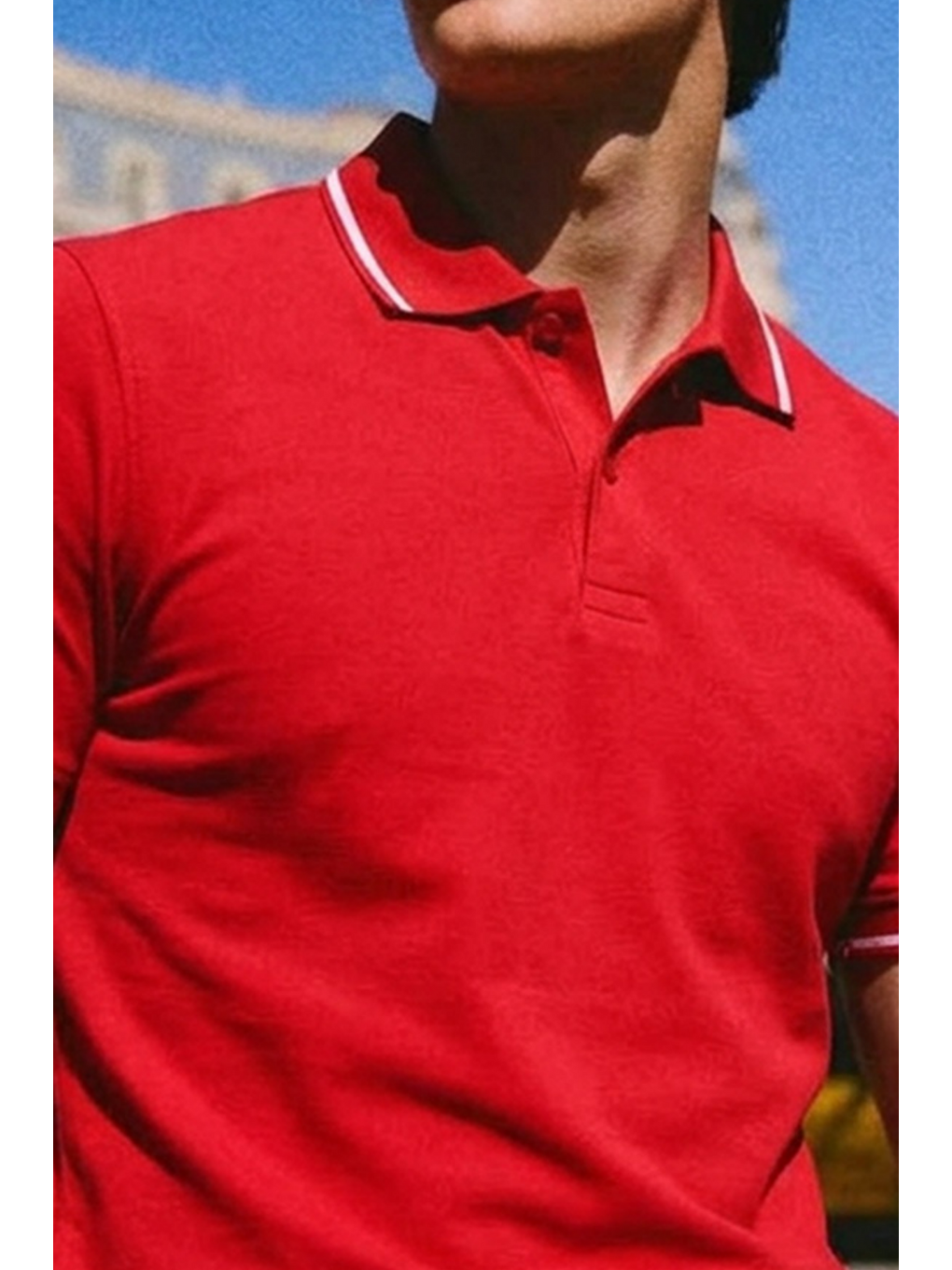 Erkek Basic Klasik Kırmızı Polo Yaka Tişört-4