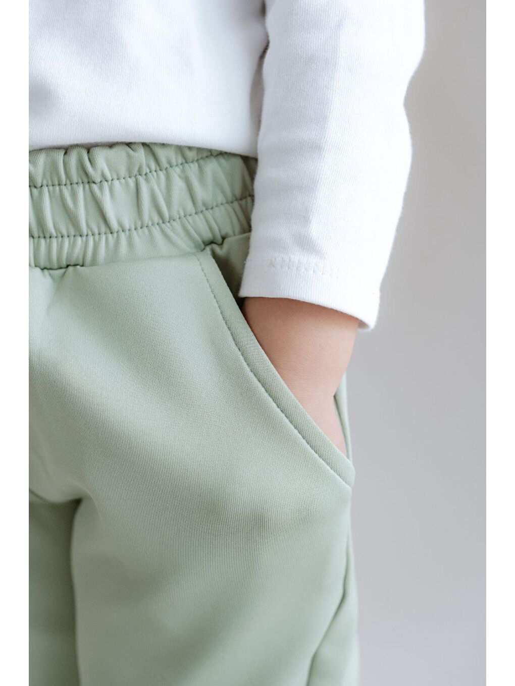 Kız Çocuk Düz Paça Eşofman Altı 870 Fıstık Yeşil-3