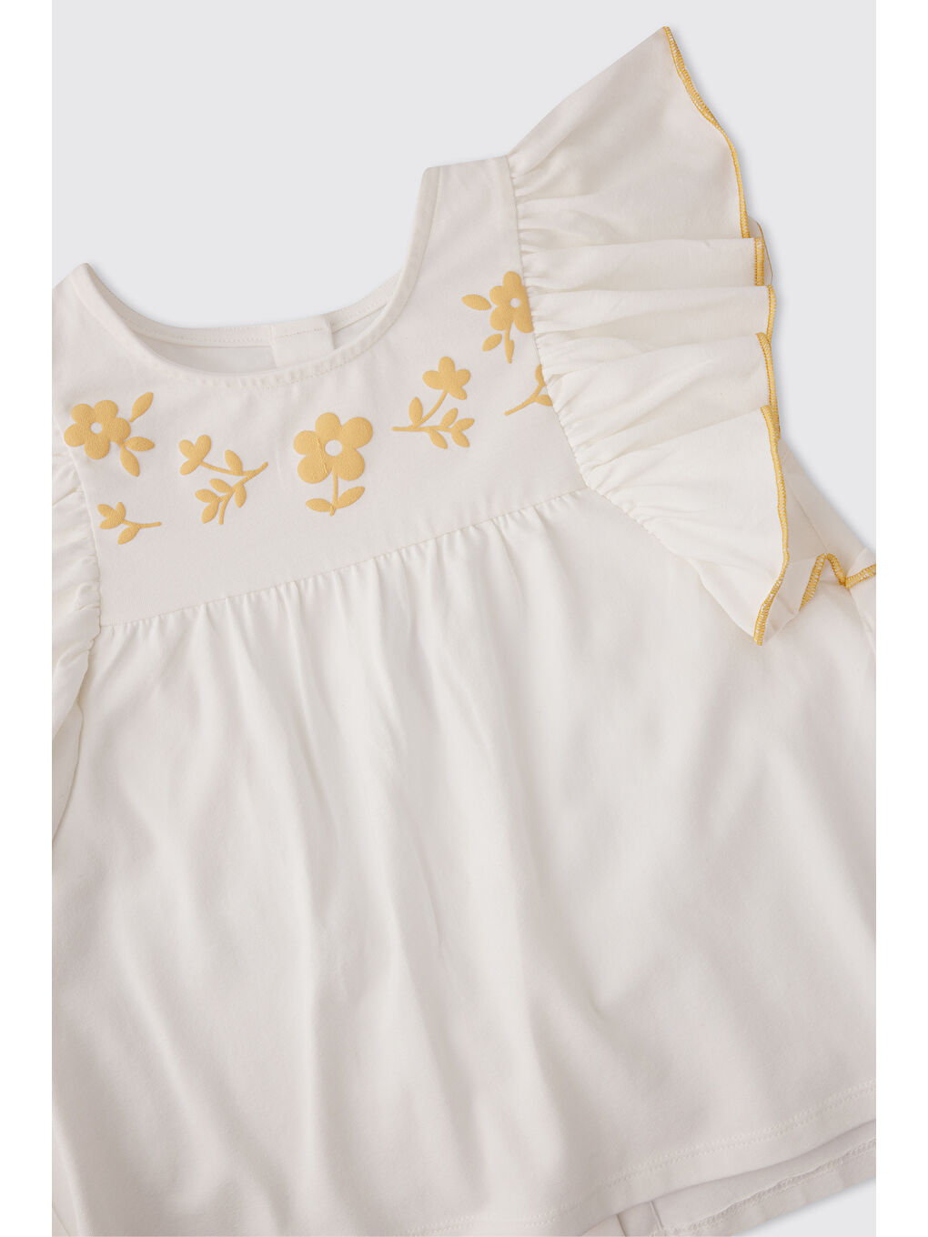 Kız Çocuk Baskı Detaylı Ekru Tişört-2