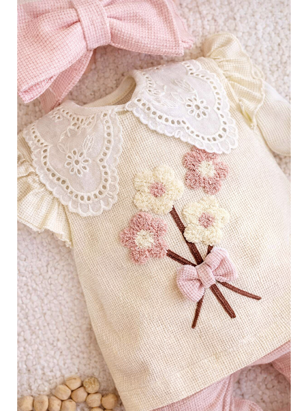 Pembe Kız Bebek Kutulu Lüx 10lu 10 Parça Hastane Çıkış Seti Pamuklu Çiçekli-2