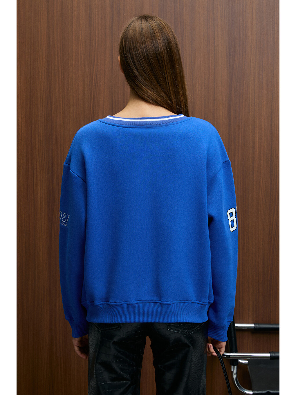 Dıvıne Kadın V Yakalı Nakış Ve Patch Detaylı Mavi Sweatshirt-5
