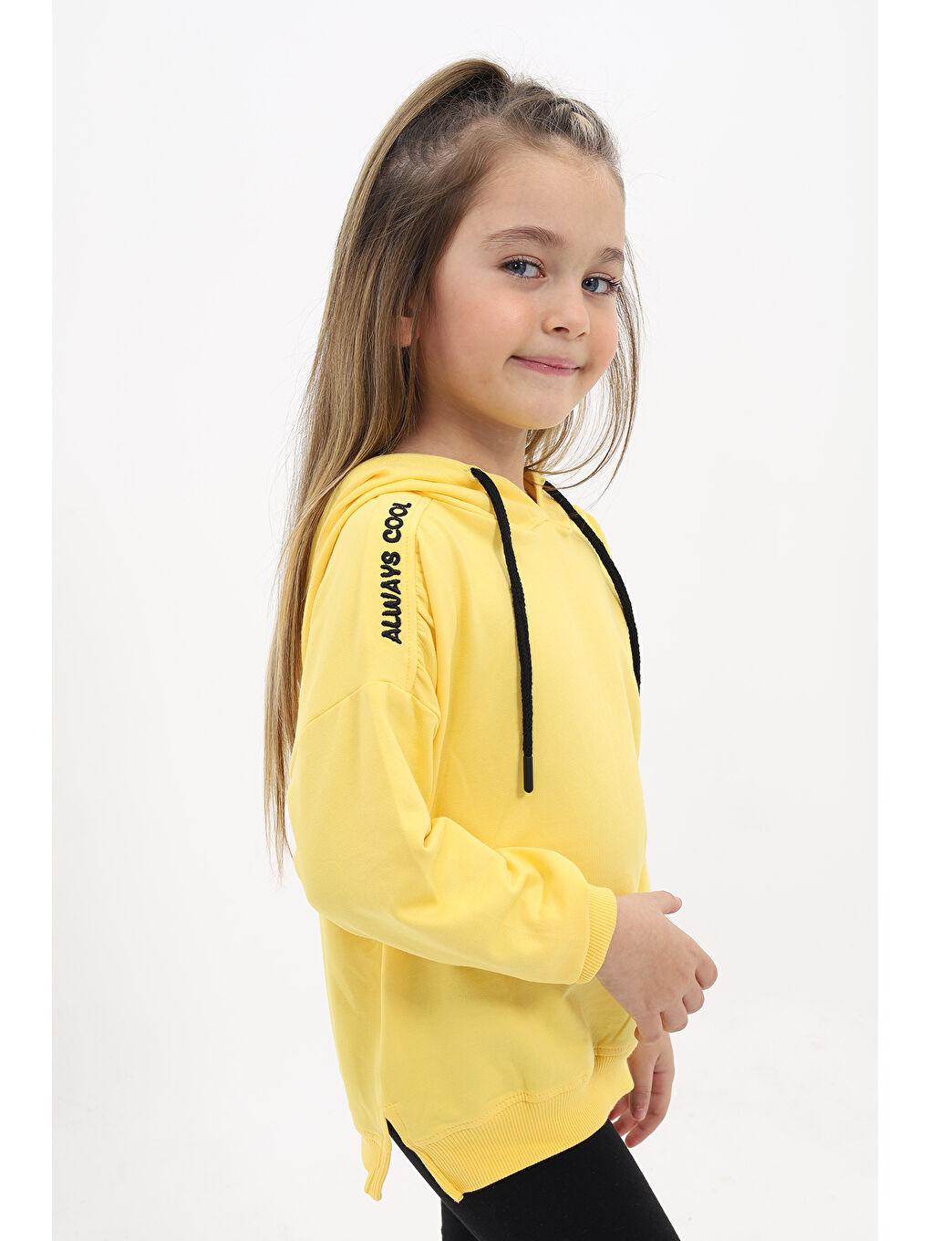 Sarı Kız Çocuk Nakışlı Sweatshirt-1