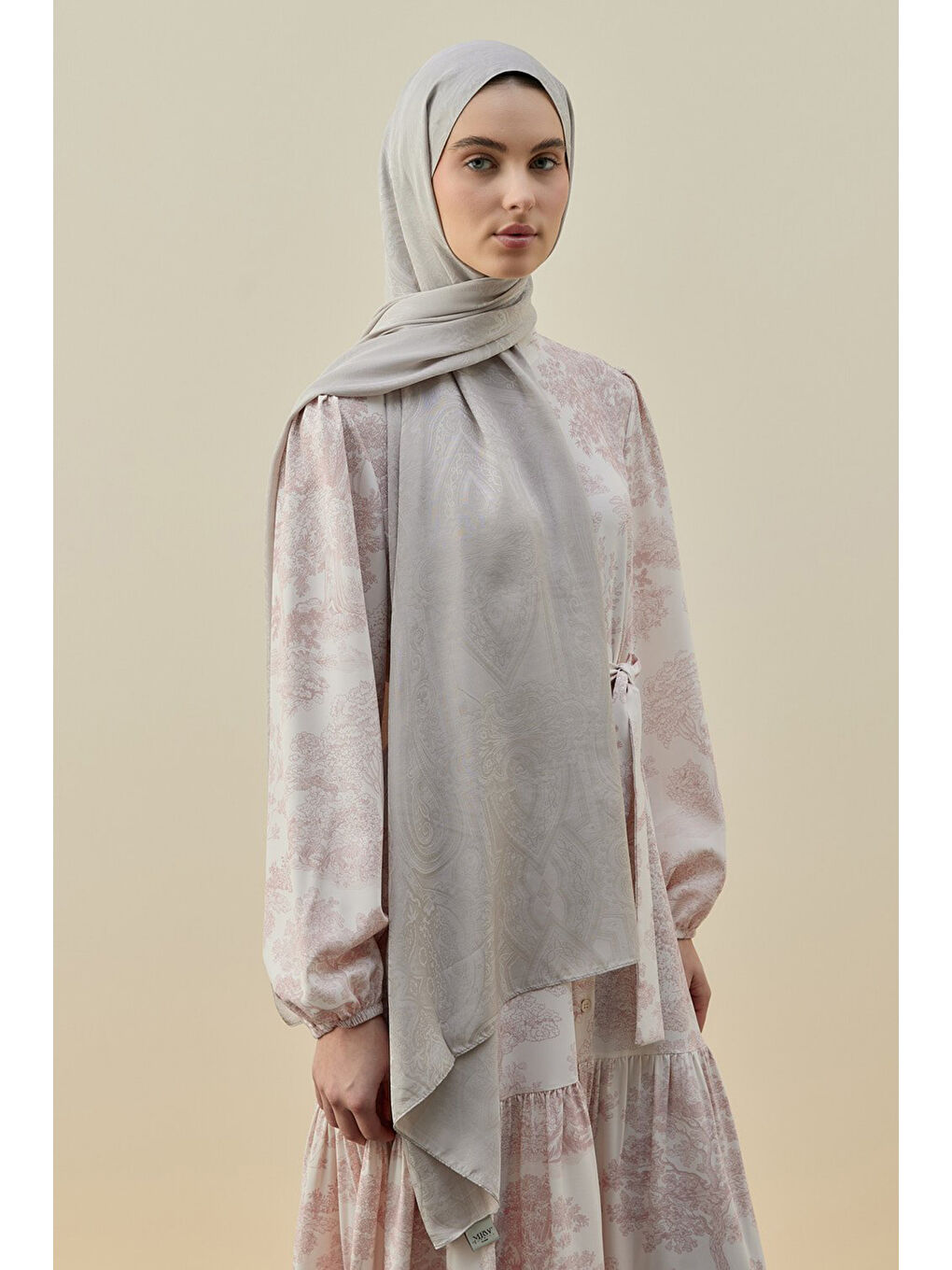 Bej İconic kadın Şal 2605 Taş