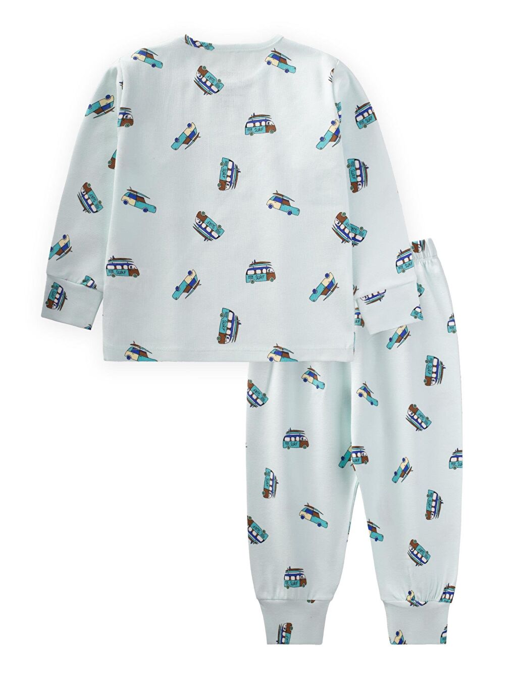 Desenli Mevsimlik Pijama Takım 1-7 Yaş Buz Mavisi-1