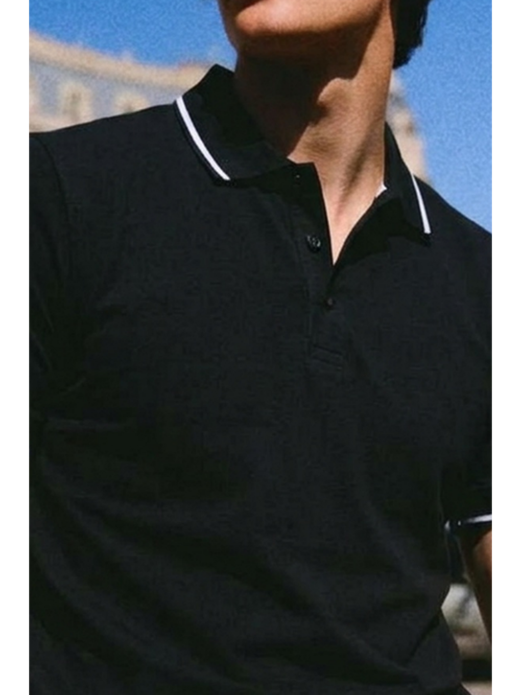 Erkek Basic Klasik Siyah Polo Yaka Tişört-4