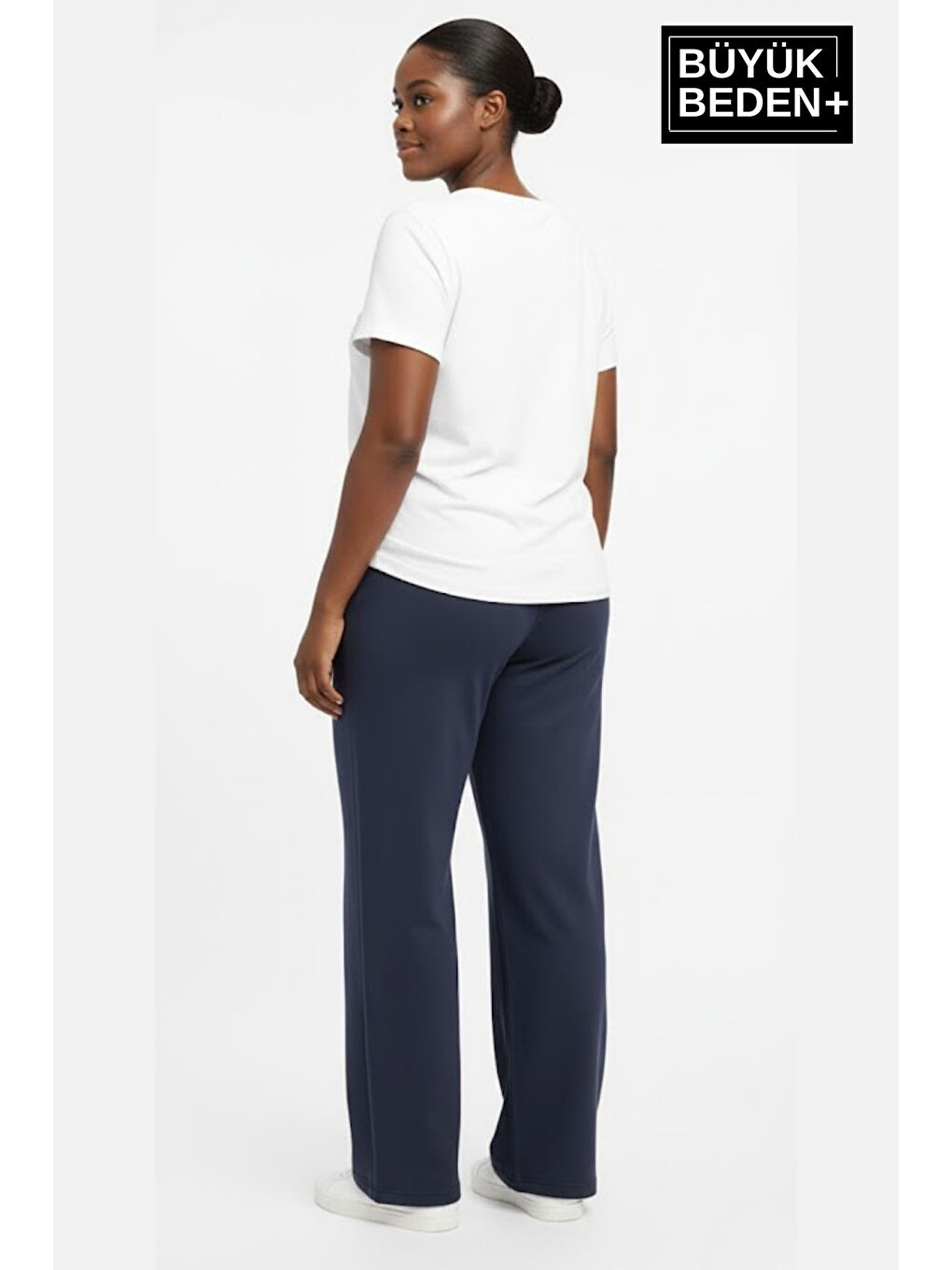 Lacivert Kadın Büyük Beden BROOKLYN Baskılı Rahat Kesim Lastikli Bel Paça Reçme Eşofman Altı SPR26EAK952-2-2