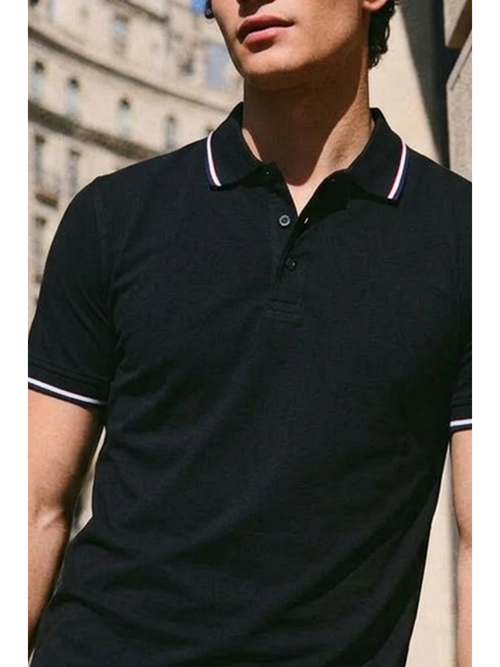 Erkek Basic Klasik Siyah Polo Yaka Tişört-5