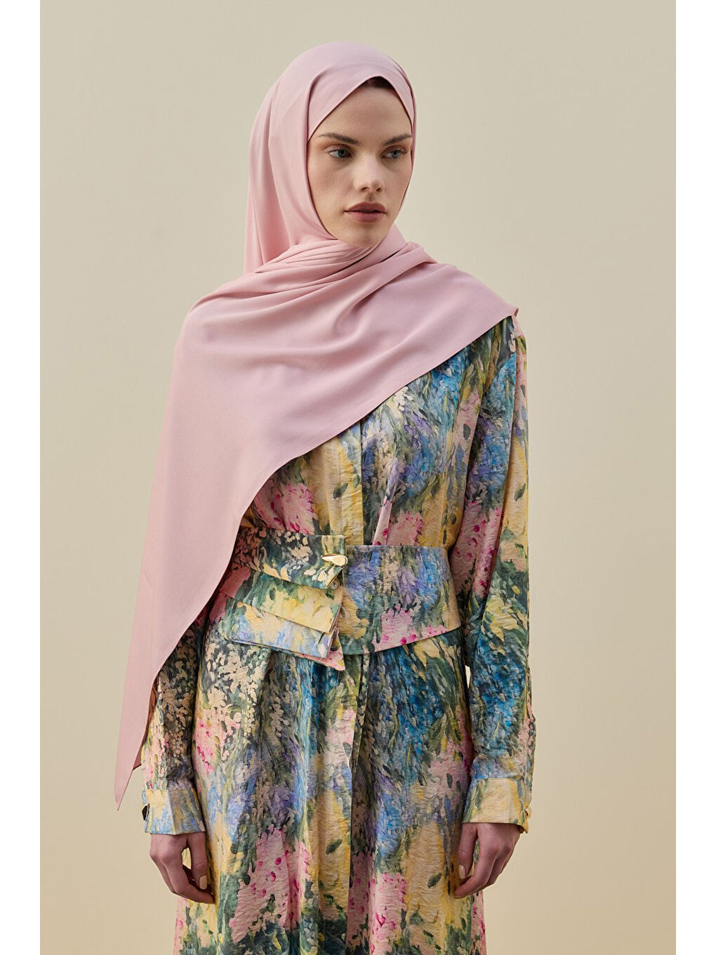 Pembe Vintage Kadın Şal 2616 Pudra-1