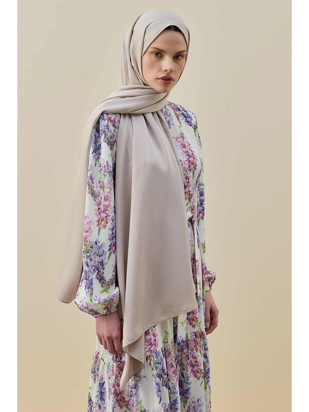 Vintage Kadın Şal 2616 Bej-2