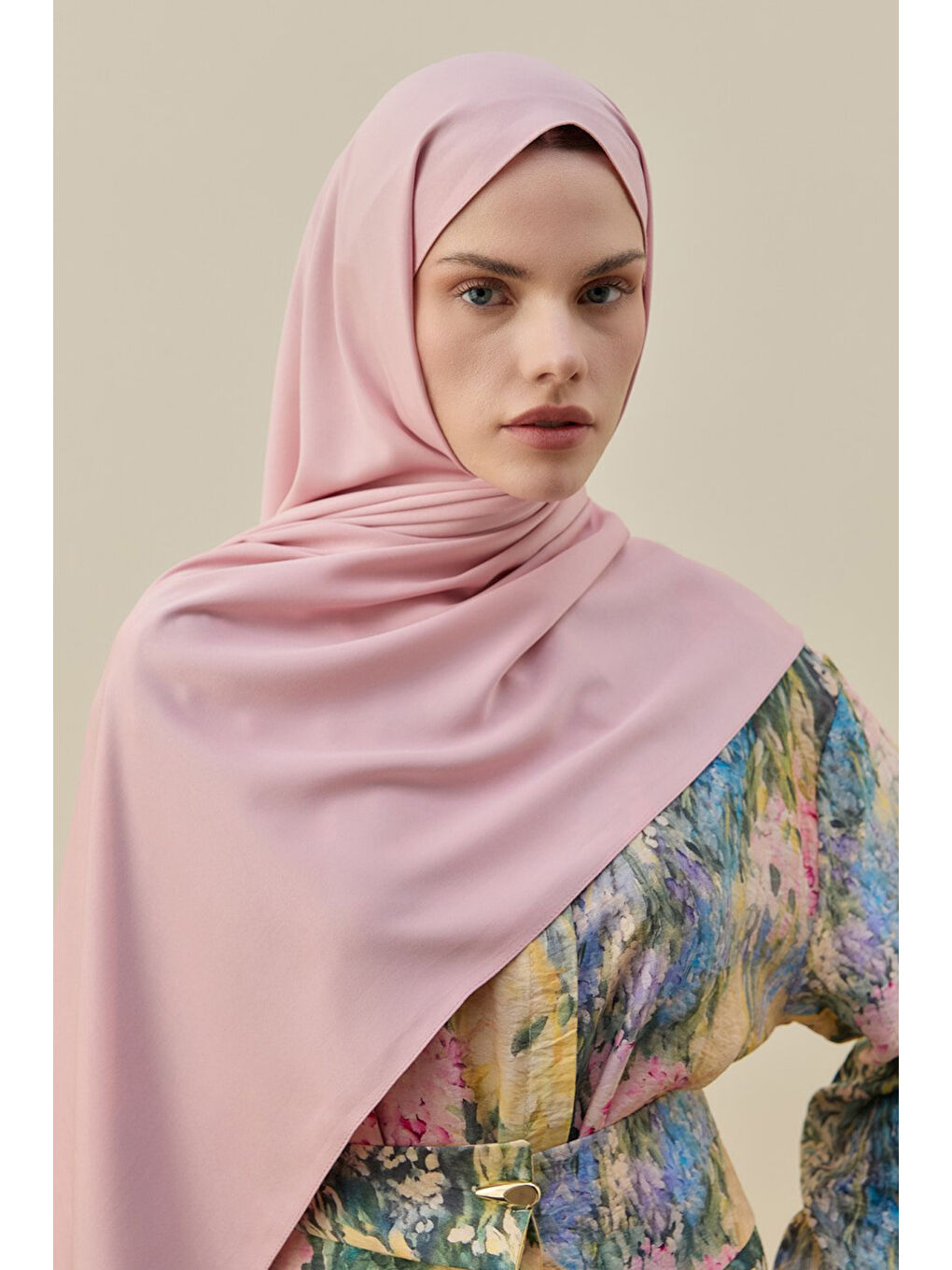 Pembe Vintage Kadın Şal 2616 Pudra-3