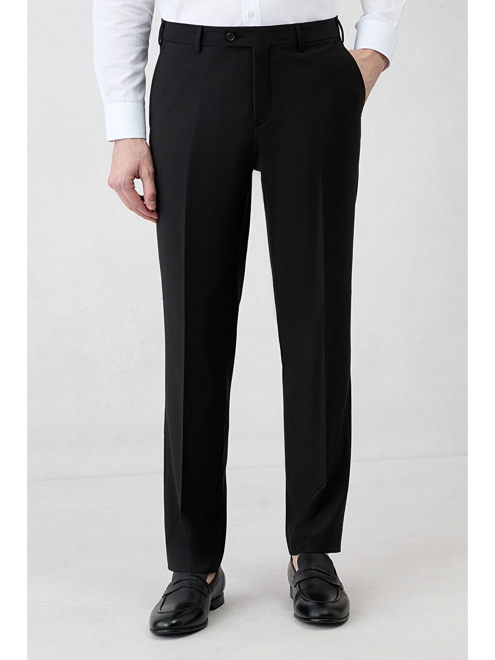 Siyah 4 Drop Relaxed Fit Rahat Kesim Mono Yaka Klasik Elastanlı Takım Elbise-4