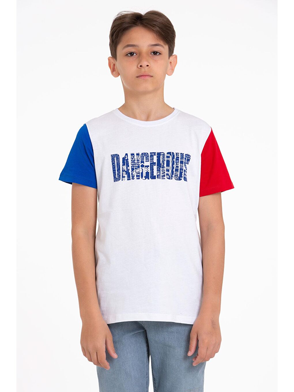 Kısa Kol Beyaz Renk Erkek Çocuk Tshirt