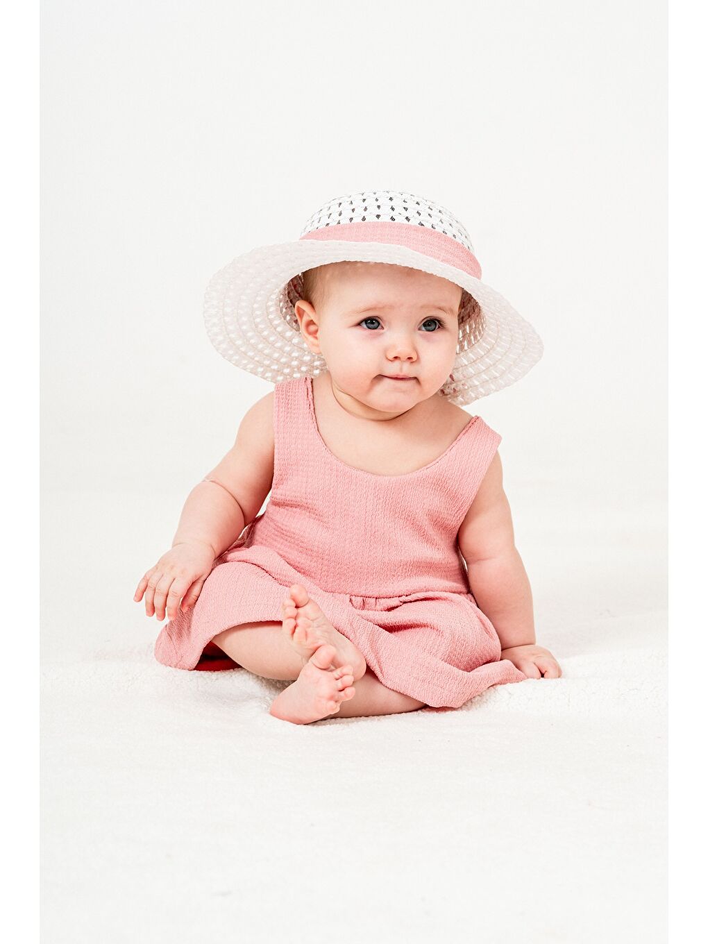 Pembe Tatlı Fitilli Şapkalı Fiyonklu Kız Bebek Elbisesi-2