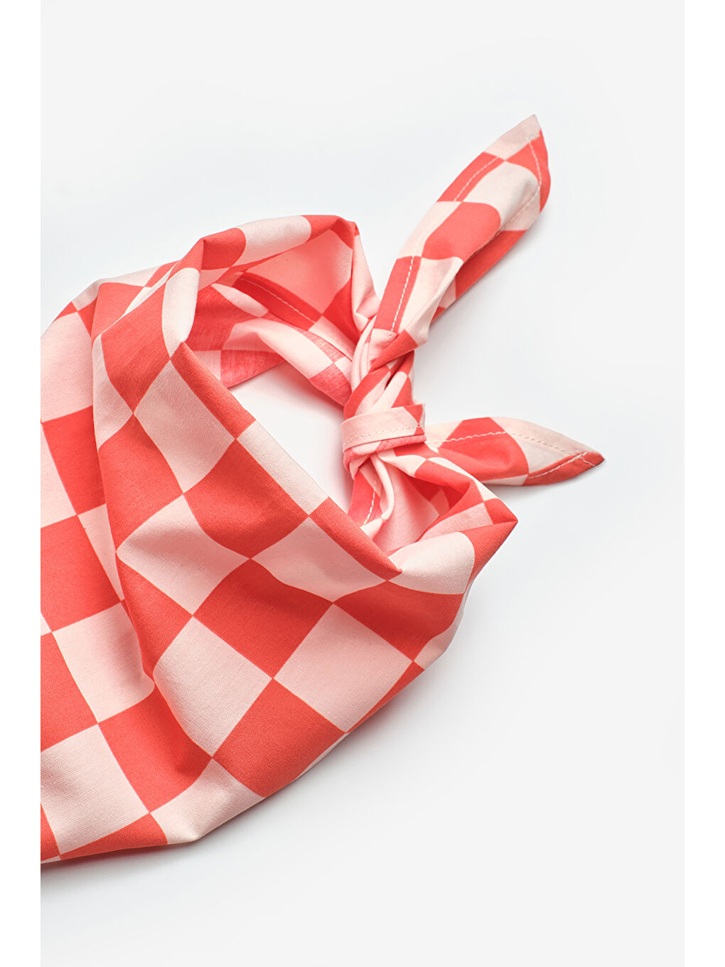 Kırmızı Dama Desenli Çocuk Üçgen Fular-2