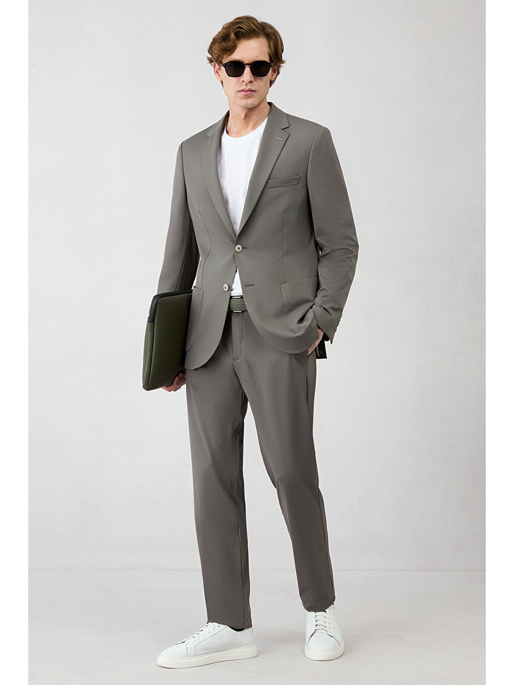 Gri Techno-Line 6 Drop Regular Fit Standart Kesim Beli Lastikli Esnek Çantalı Takım Elbise