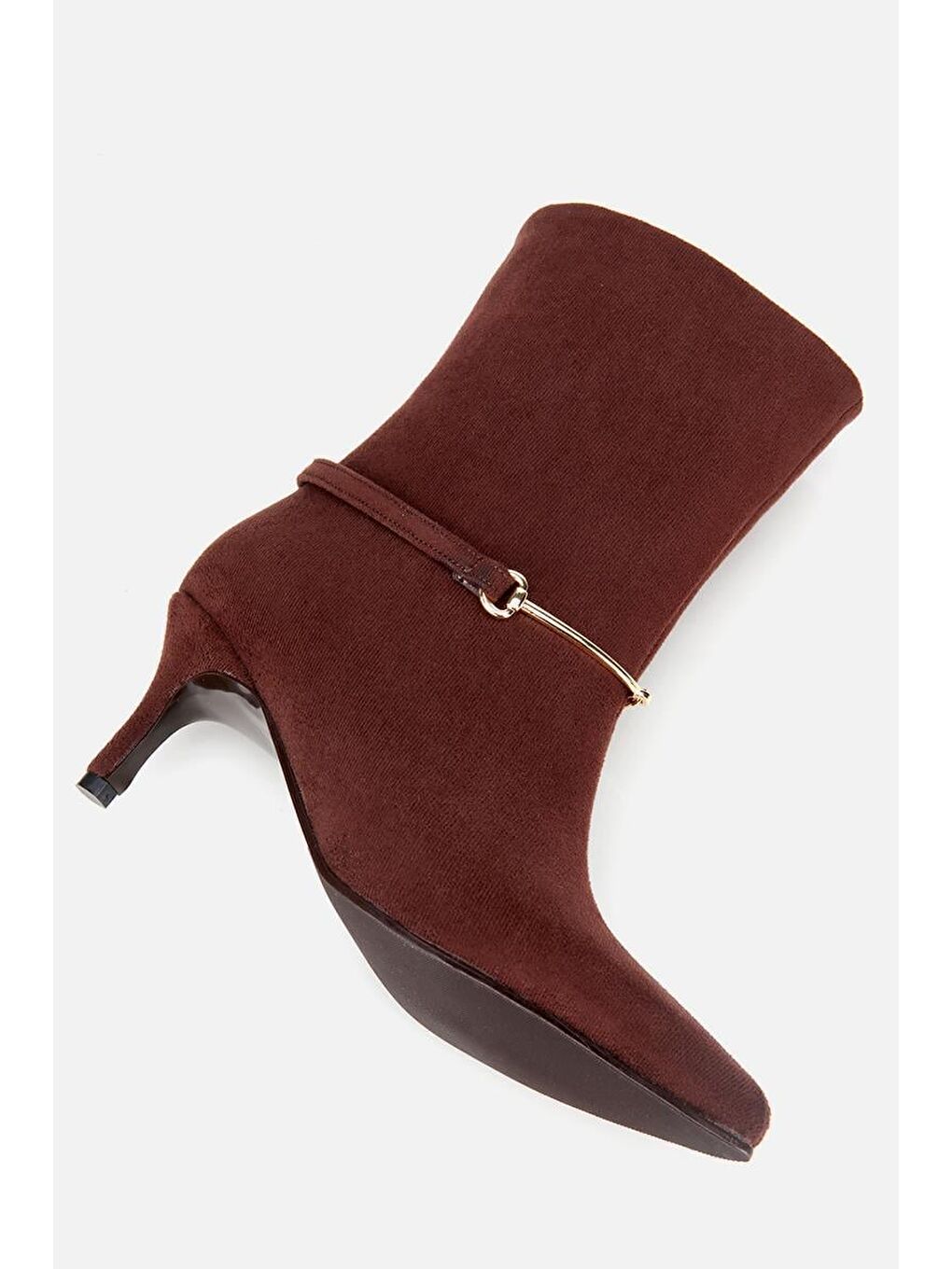 Kadın Süet Kahverengi Kemer Detaylı Tokalı Bilekte Topuklu Bot-5