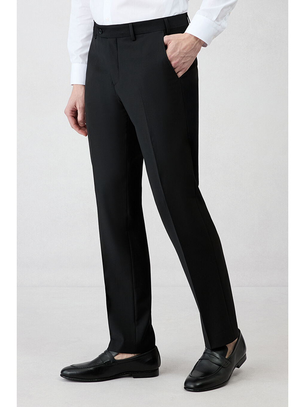 Siyah 4 Drop Relaxed Fit Rahat Kesim Mono Yaka Klasik Elastanlı Takım Elbise-5