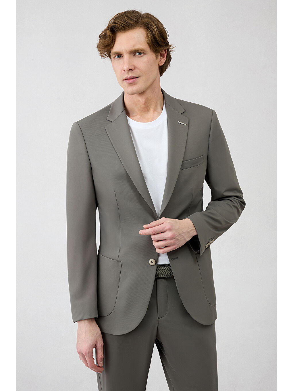 Gri Techno-Line 6 Drop Regular Fit Standart Kesim Beli Lastikli Esnek Çantalı Takım Elbise-1