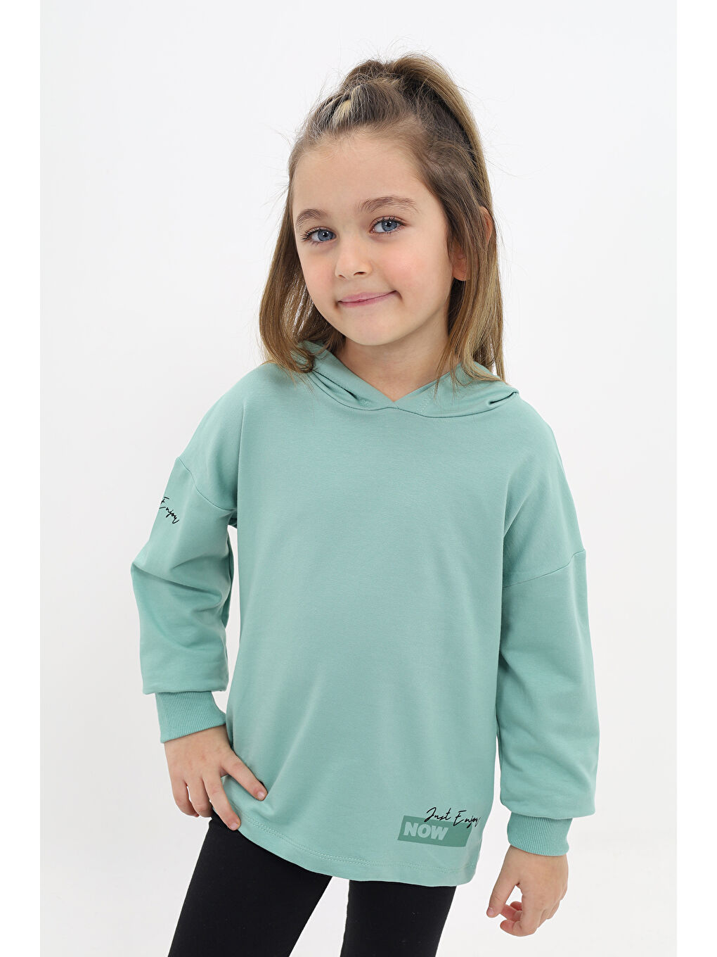 Yeşil Kız Çocuk Baskılı Sweatshirt