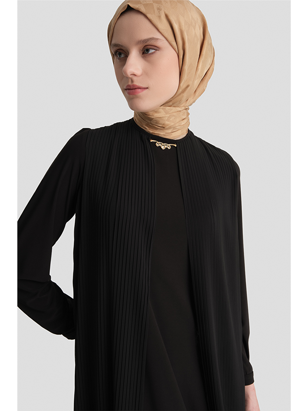 Pliseli Elbise Siyah-1