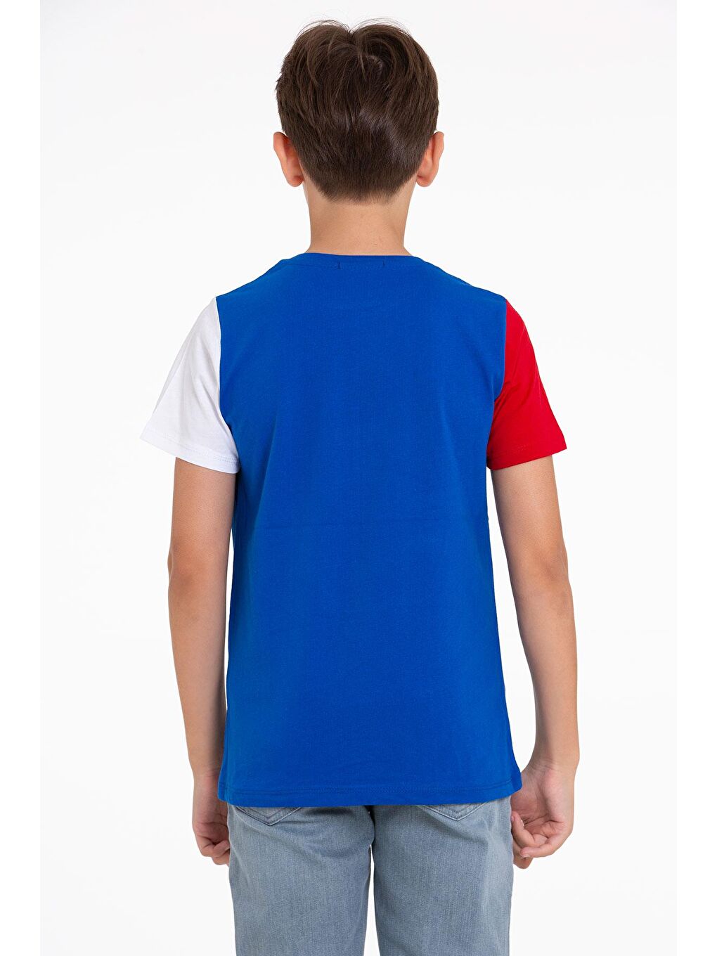 Mavi Kısa Kol Saks Renk Erkek Çocuk Tshirt-2