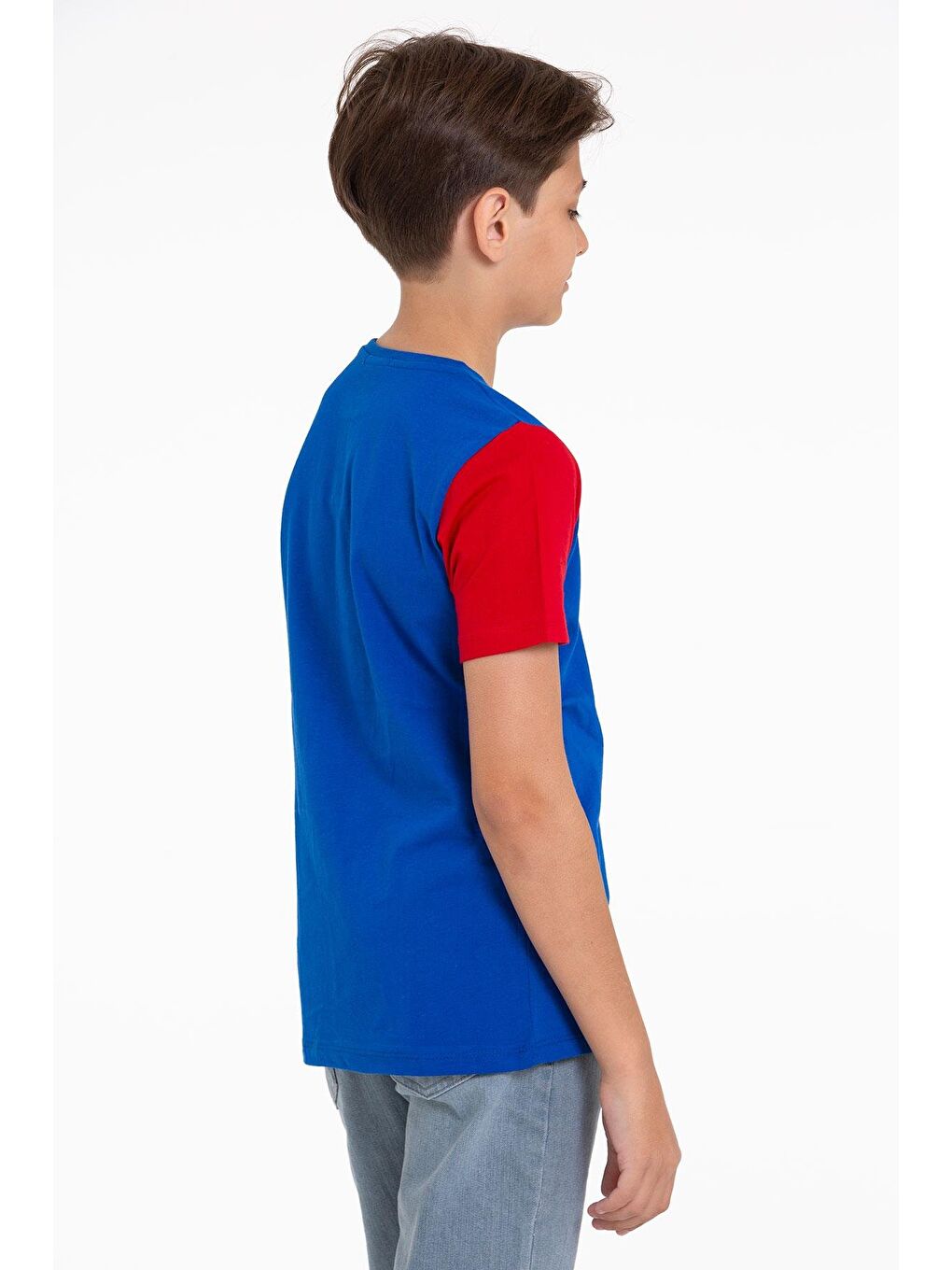 Mavi Kısa Kol Saks Renk Erkek Çocuk Tshirt-3