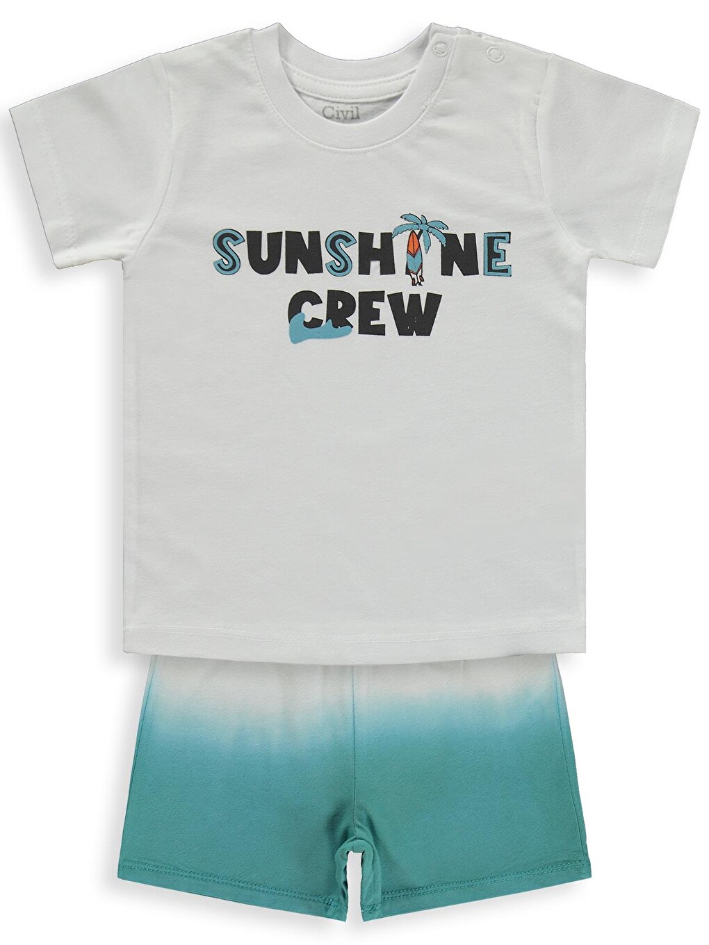 Baby Sunshine Crew Baskılı 6-18 Ay Takım - Beyaz