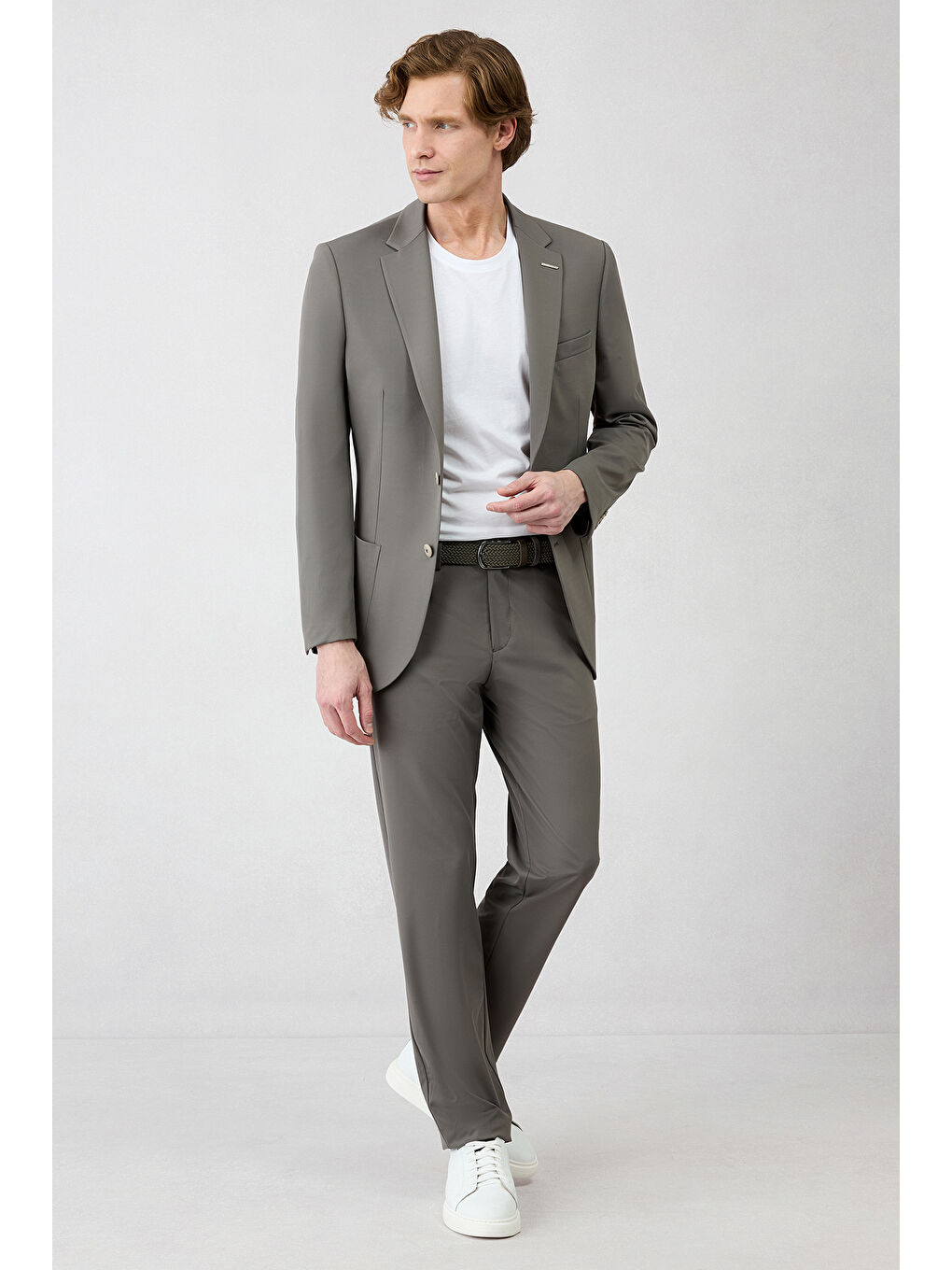 Gri Techno-Line 6 Drop Regular Fit Standart Kesim Beli Lastikli Esnek Çantalı Takım Elbise-2