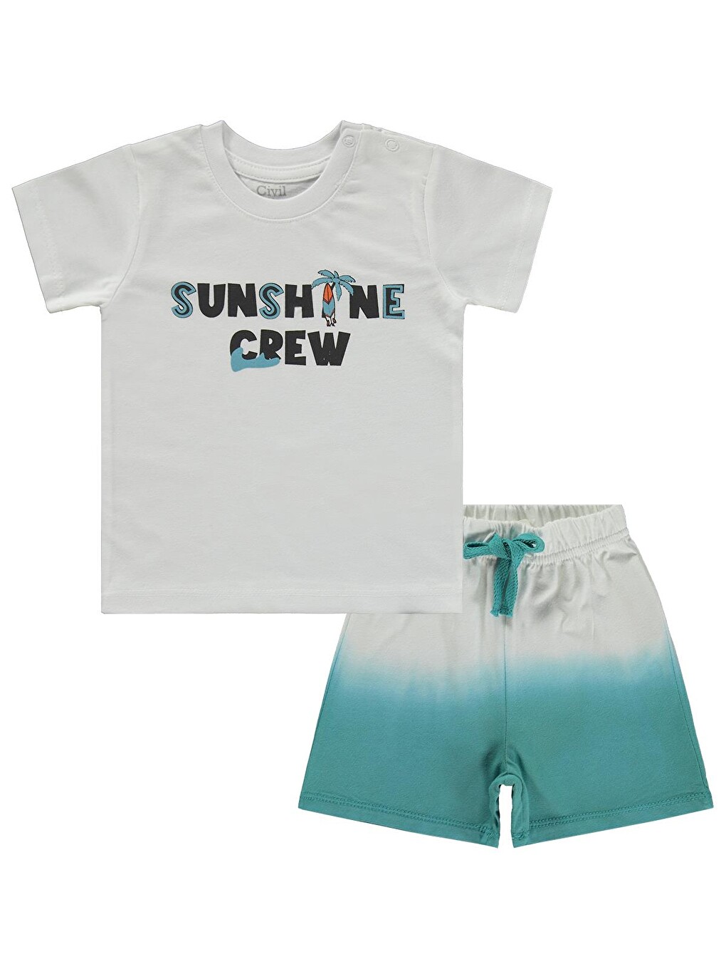 Baby Sunshine Crew Baskılı 6-18 Ay Takım - Beyaz-3