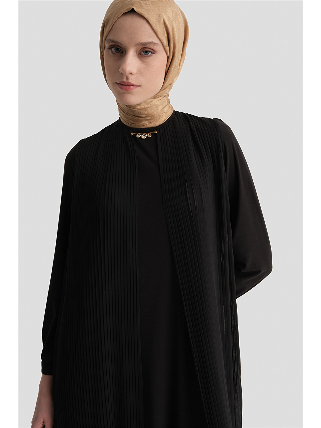 Pliseli Elbise Siyah-3