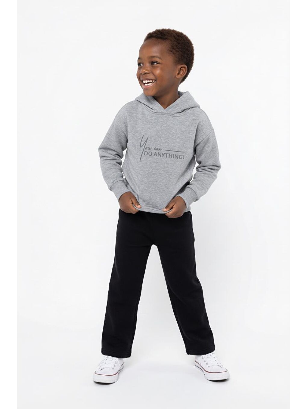 Gri Kapüşonlu Kuplu Sweat-2