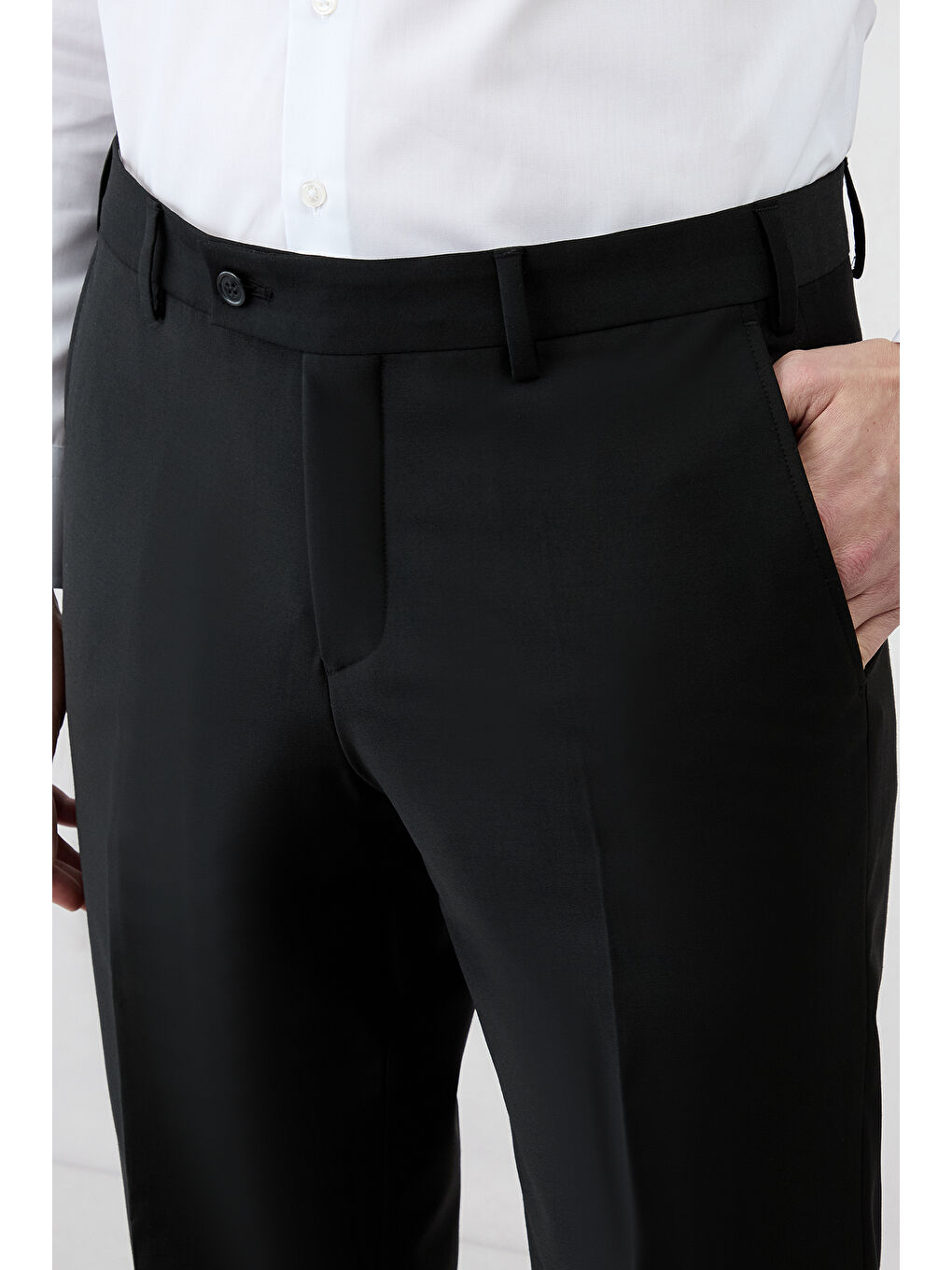 Siyah 7 Drop Slim Fit Dar Kesim Mono Yaka Klasik Elastanlı Takım Elbise-6