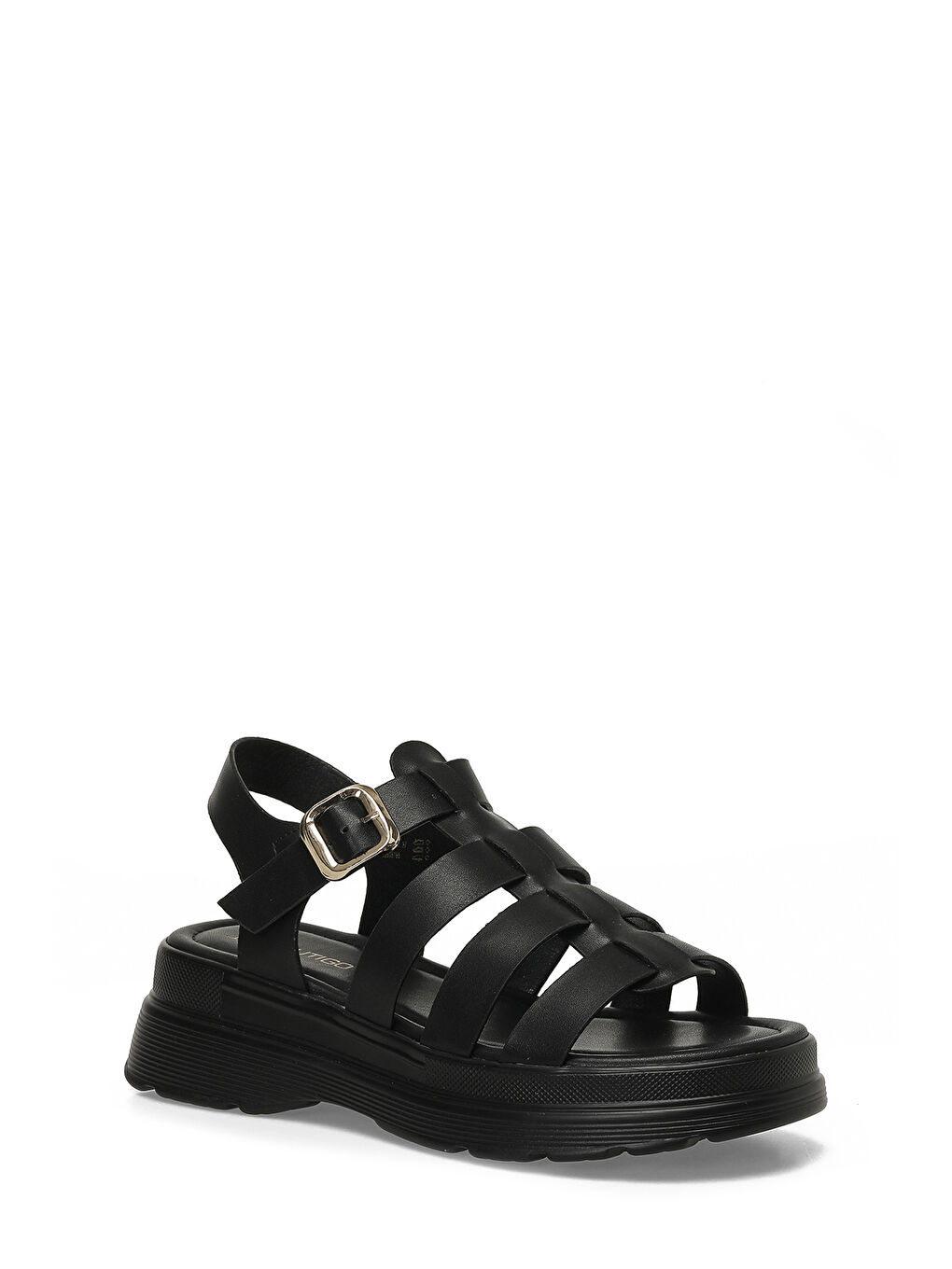 26S-3009 6FX Siyah Kadın Kalın Taban Sandalet-1