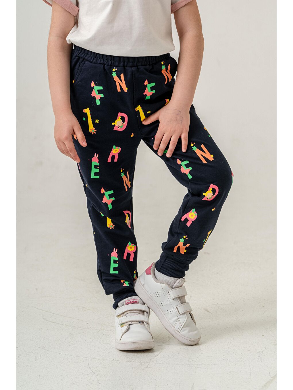 Lacivert Tüm Alan Baskılı Kız Çocuk Eşofman Altı-2