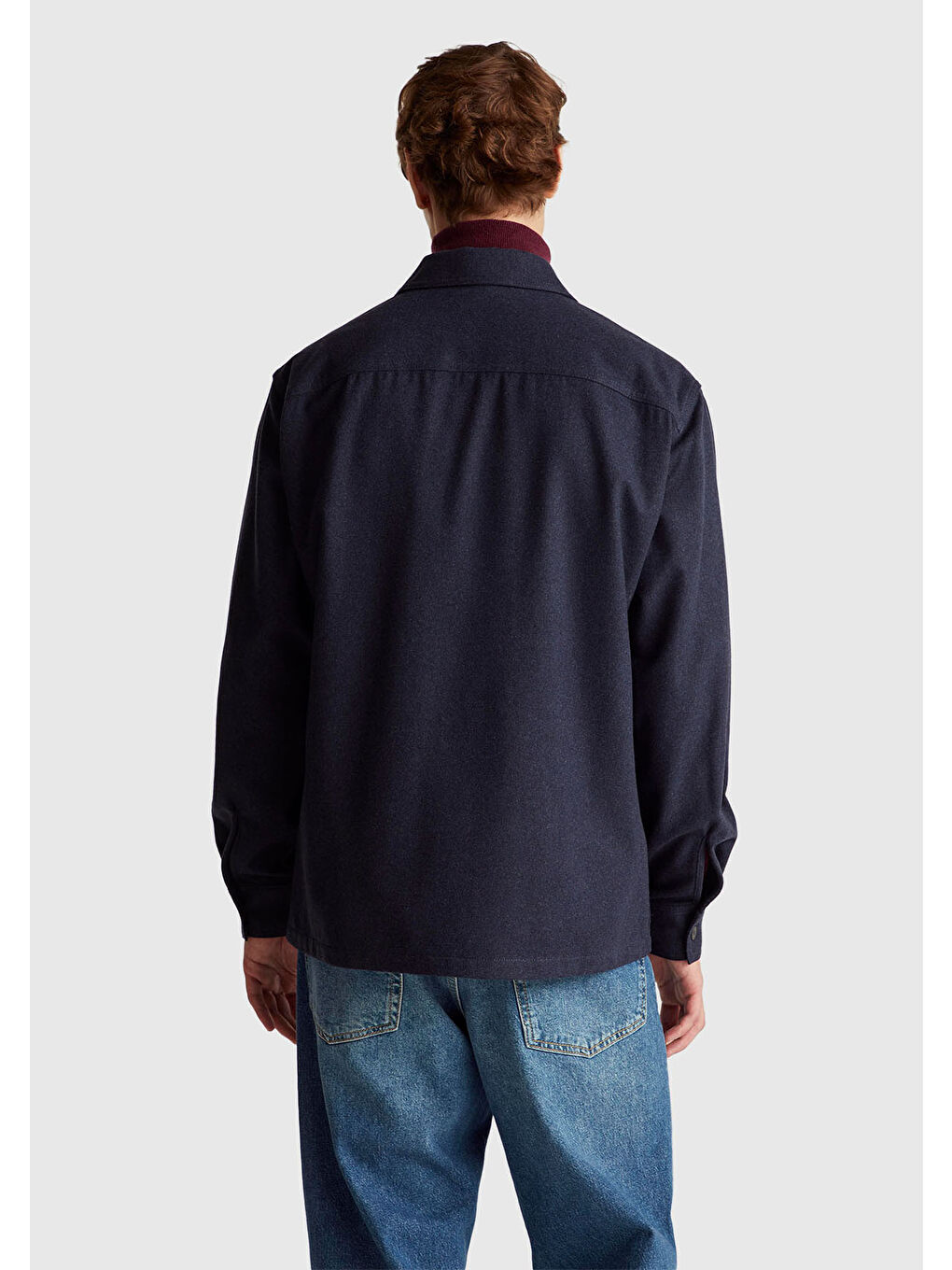 Erkek Siyah Yün ve Viskoz Karışımlı Cep Detaylı Düğmeli Gömlek-2