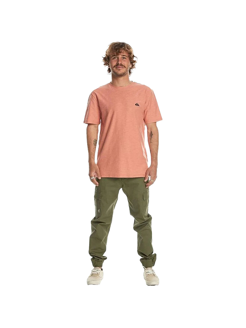 Kahverengi Slub Roundneck Erkek Kırmızı Tişört-1