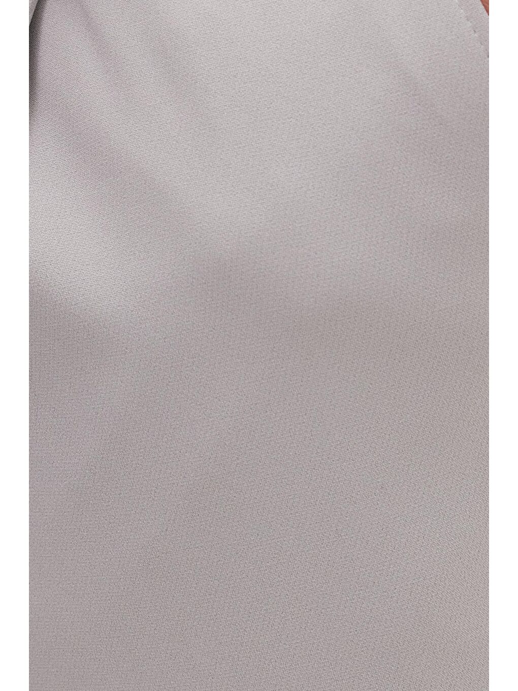 Erkek Slim Fit Dar Kesim Lastikli Bel Bağcık Detaylı Pileli Gri Pantolon-5