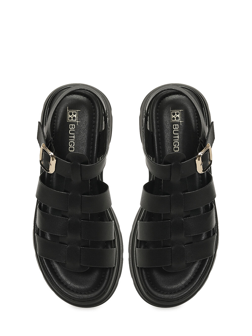 26S-3009 6FX Siyah Kadın Kalın Taban Sandalet-3