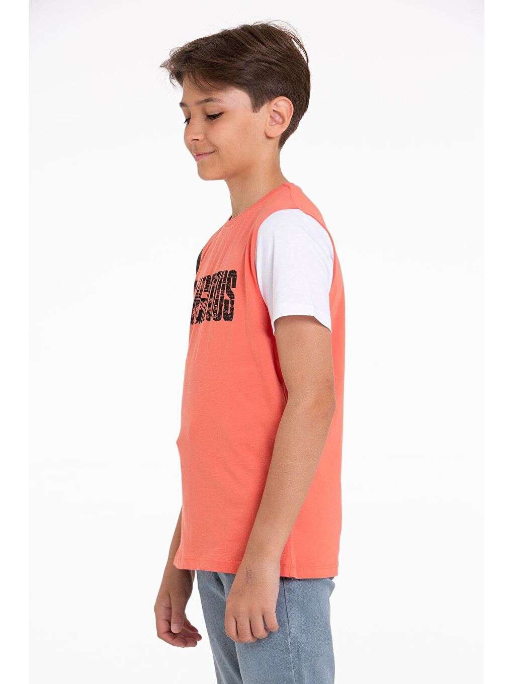 Kahverengi Kısa Kol Taba Renk Erkek Çocuk Tshirt-4