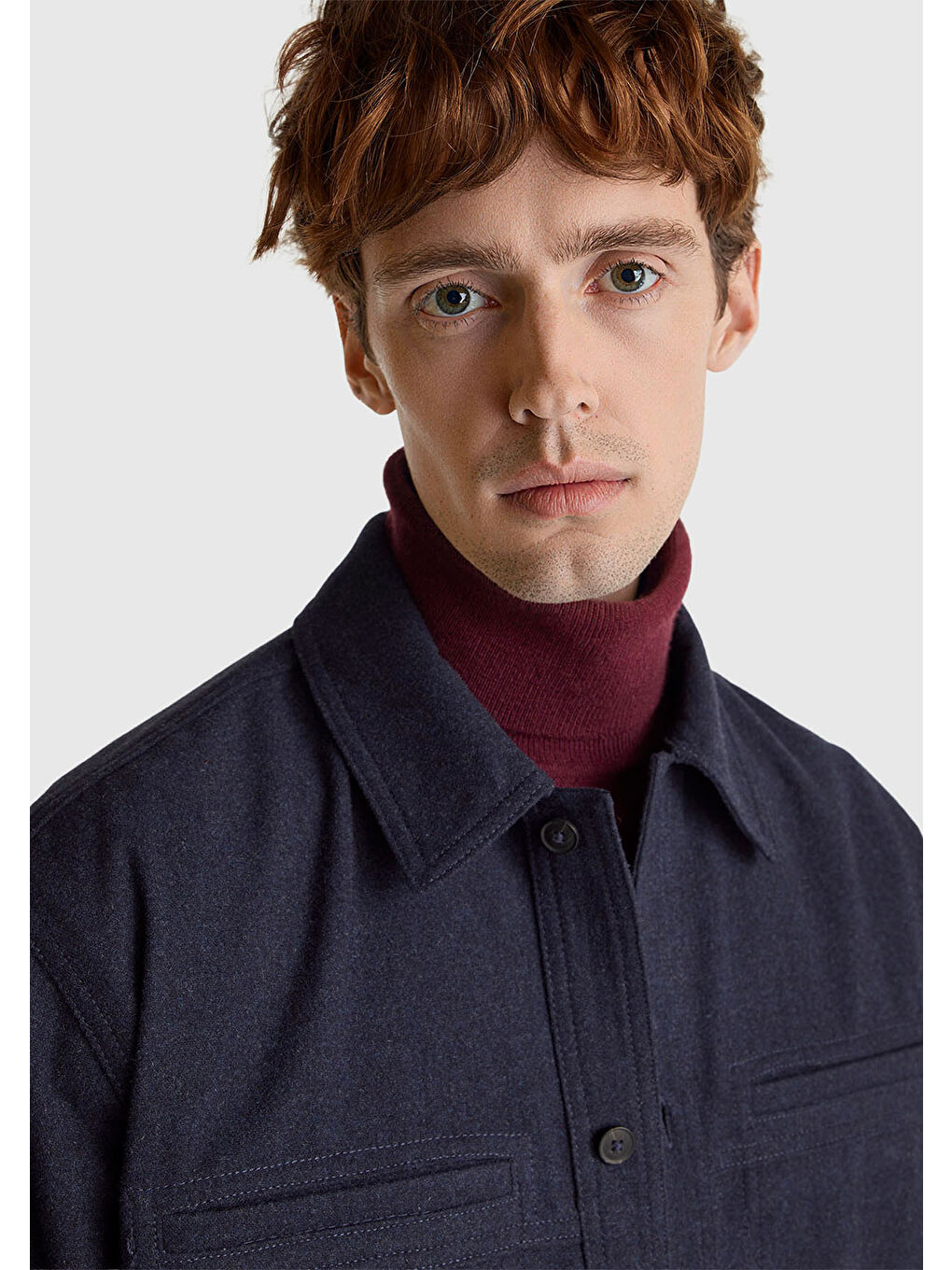 Erkek Siyah Yün ve Viskoz Karışımlı Cep Detaylı Düğmeli Gömlek-5