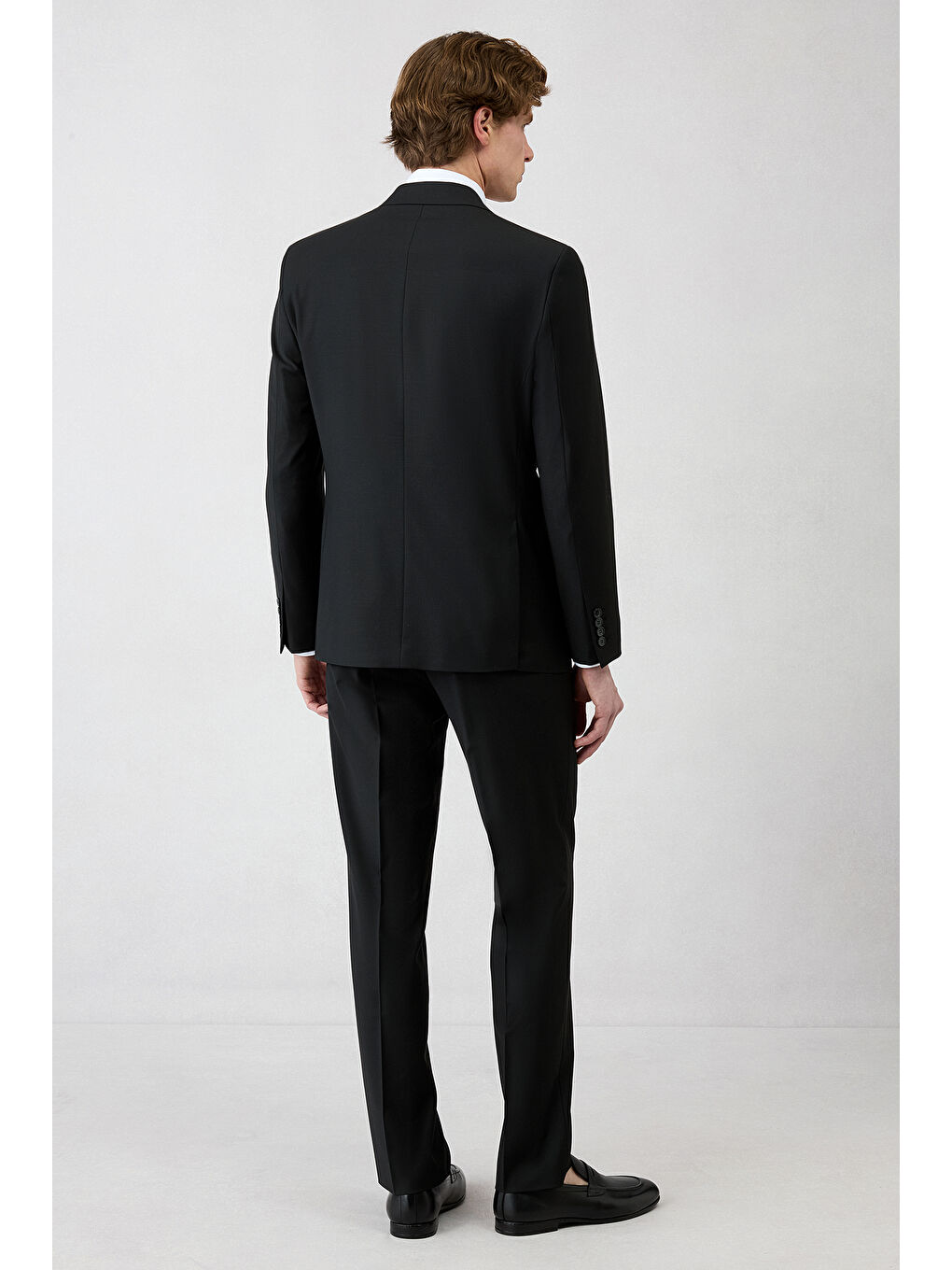 Siyah 7 Drop Slim Fit Dar Kesim Mono Yaka Klasik Elastanlı Takım Elbise-8