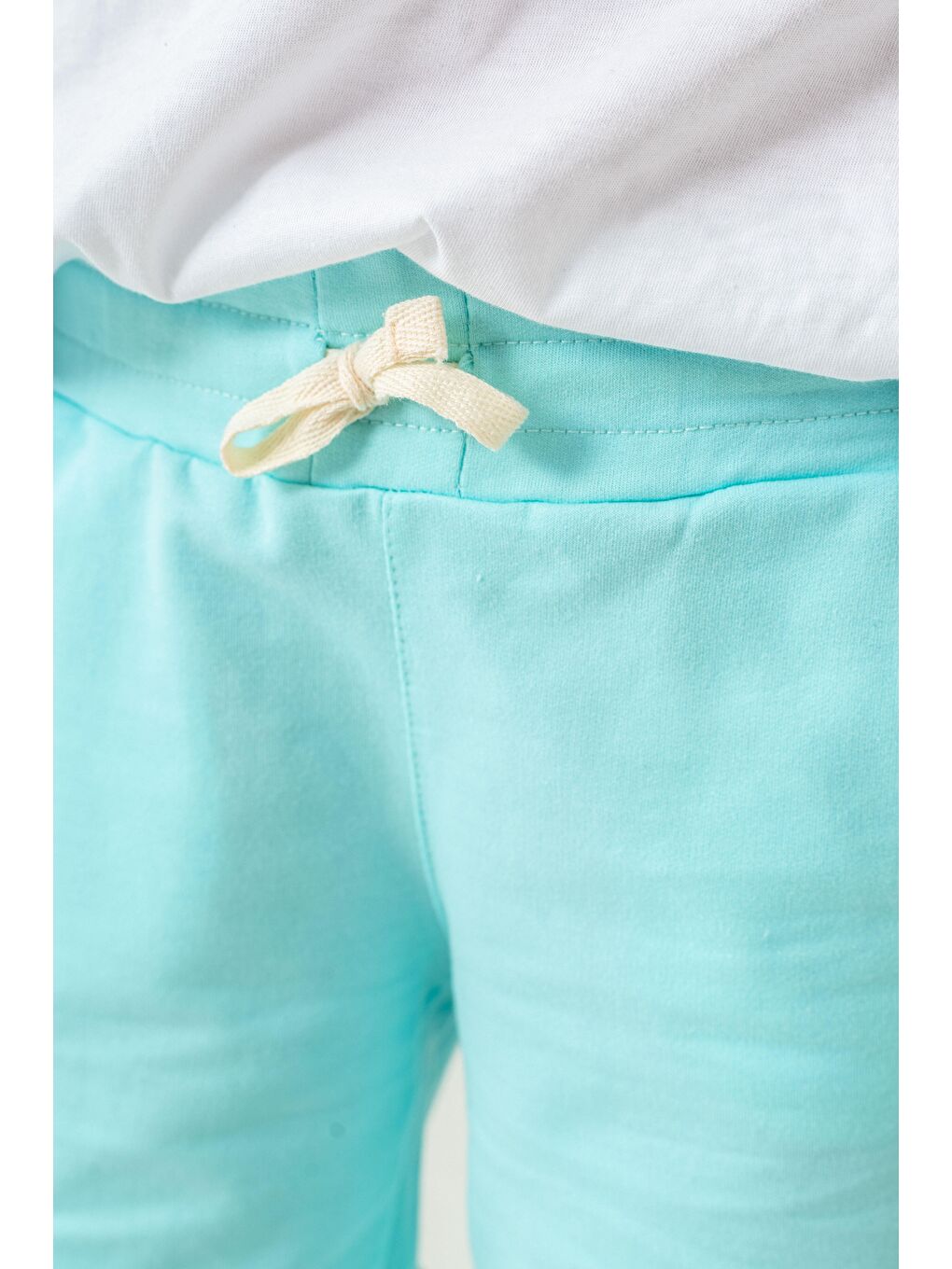 Turkuaz Duble Paçalı Yanları Şeritli Kız Çocuk Şort-8