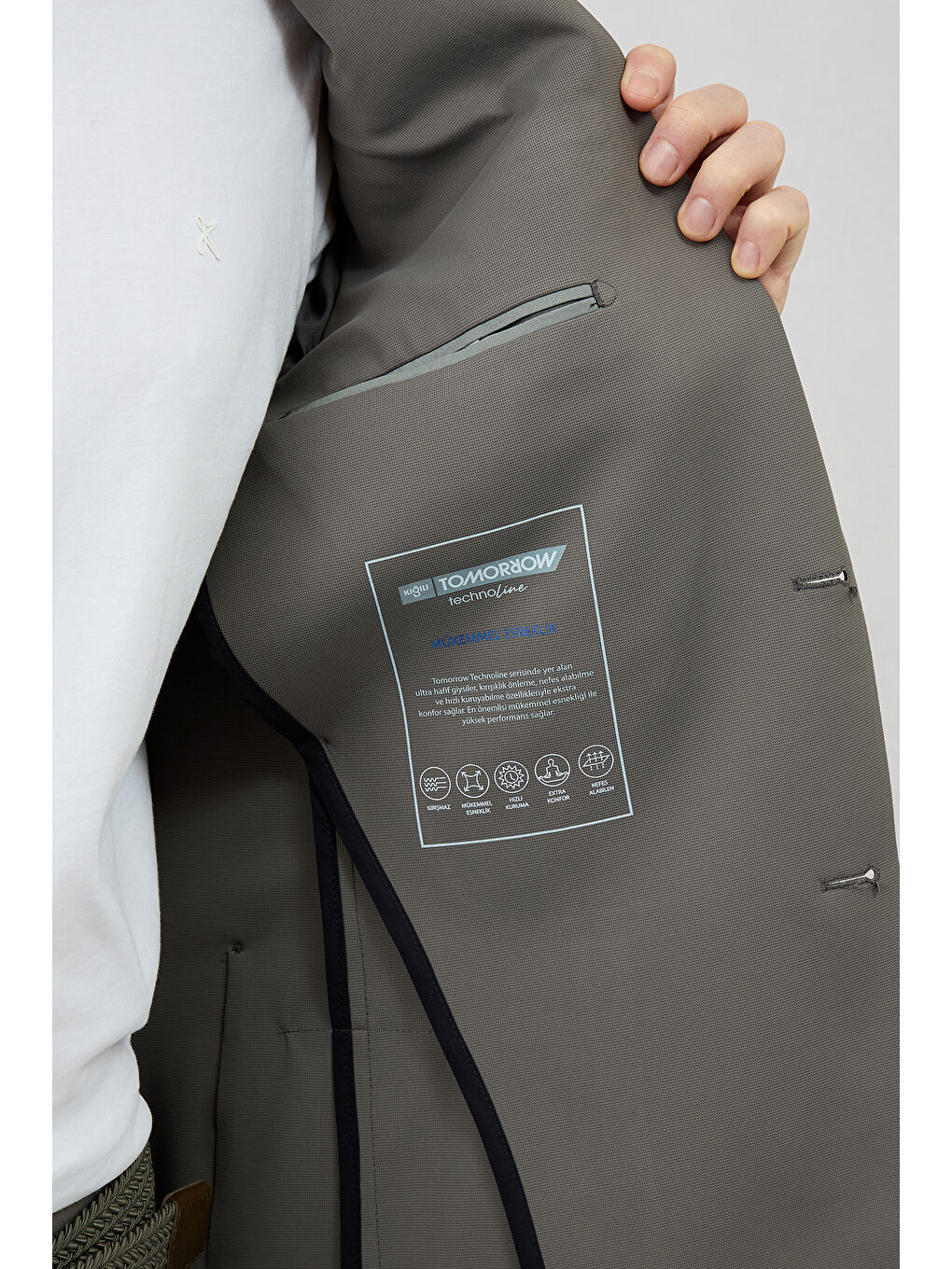 Gri Techno-Line 6 Drop Regular Fit Standart Kesim Beli Lastikli Esnek Çantalı Takım Elbise-7