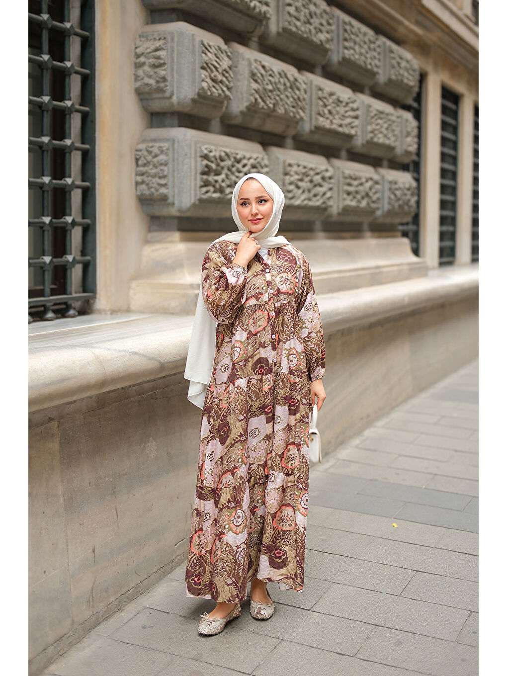 Kadın Karışık Desenli Elbise Yeşil-2