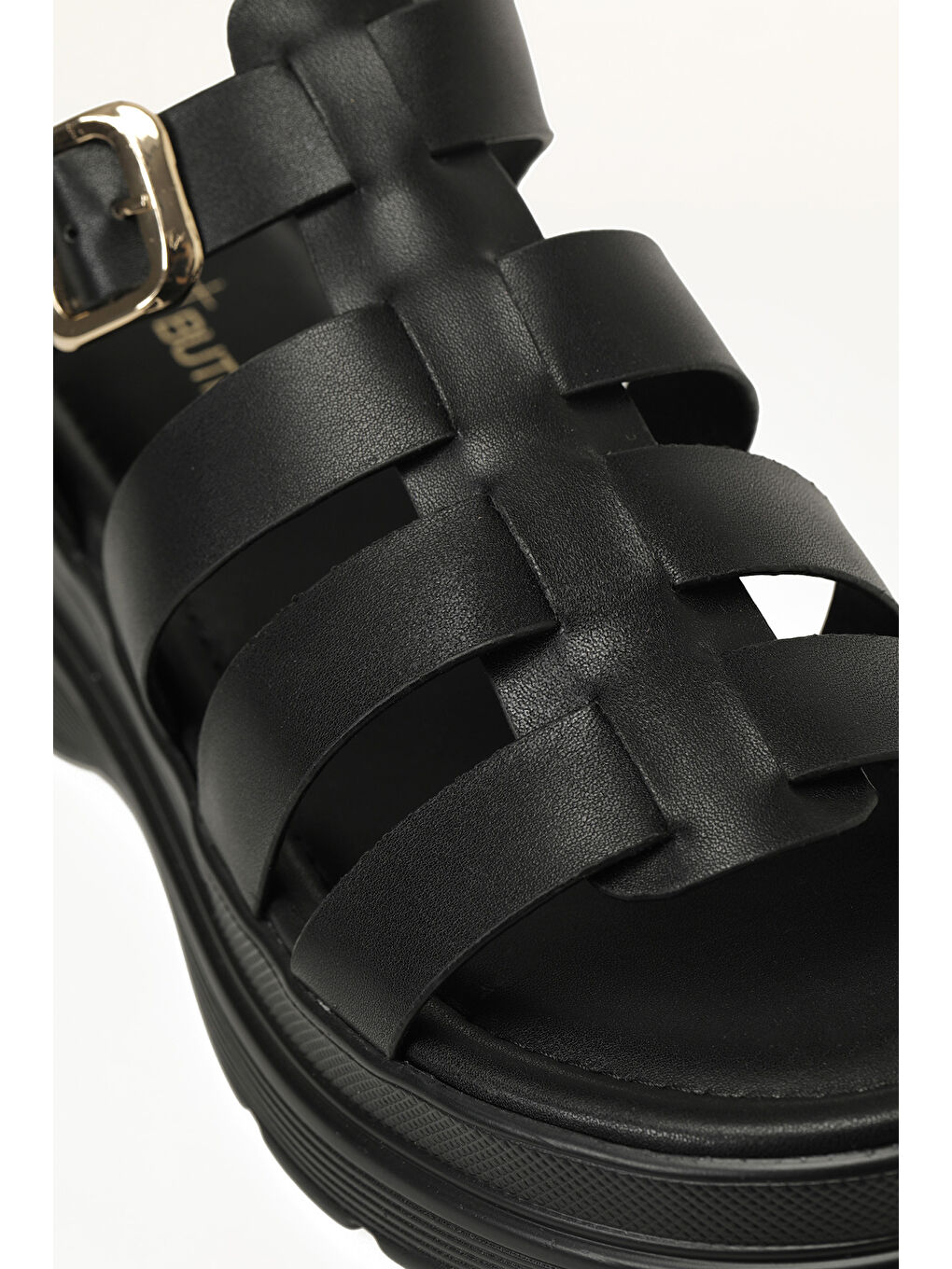 26S-3009 6FX Siyah Kadın Kalın Taban Sandalet-6