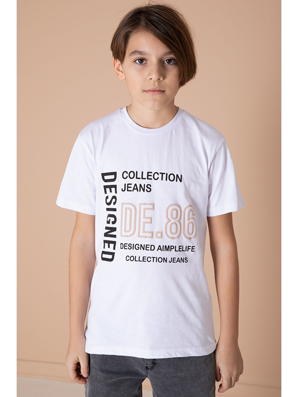 Erkek Çocuk Lacivert Armalı Cepli Bisiklet Yaka Tişörtlü Jean Gömlek 20096-4