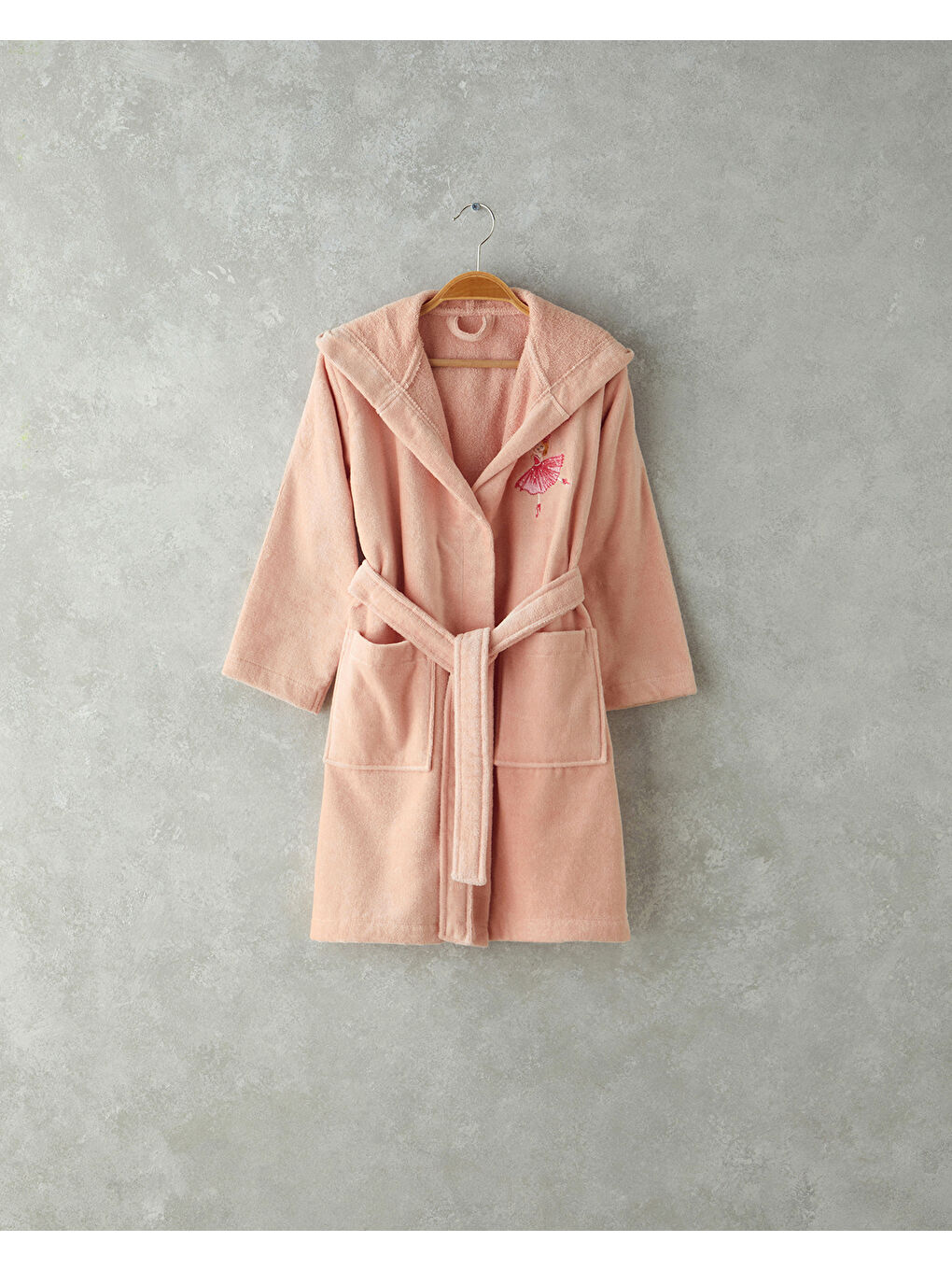 Ballerina Kadife Çocuk Bornoz 4-6 Yaş Pembe